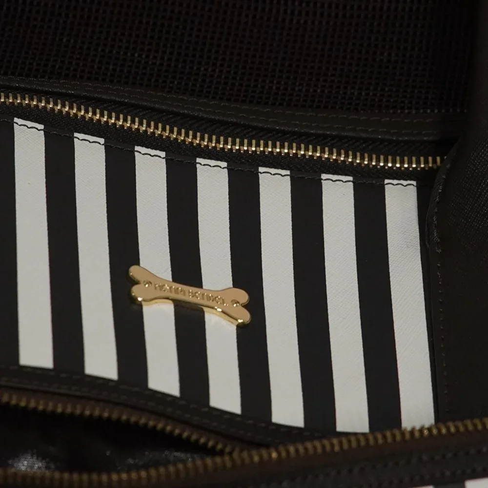 Henri Bendel Brown Stripe Pet Carrier Leather - Limited Edition